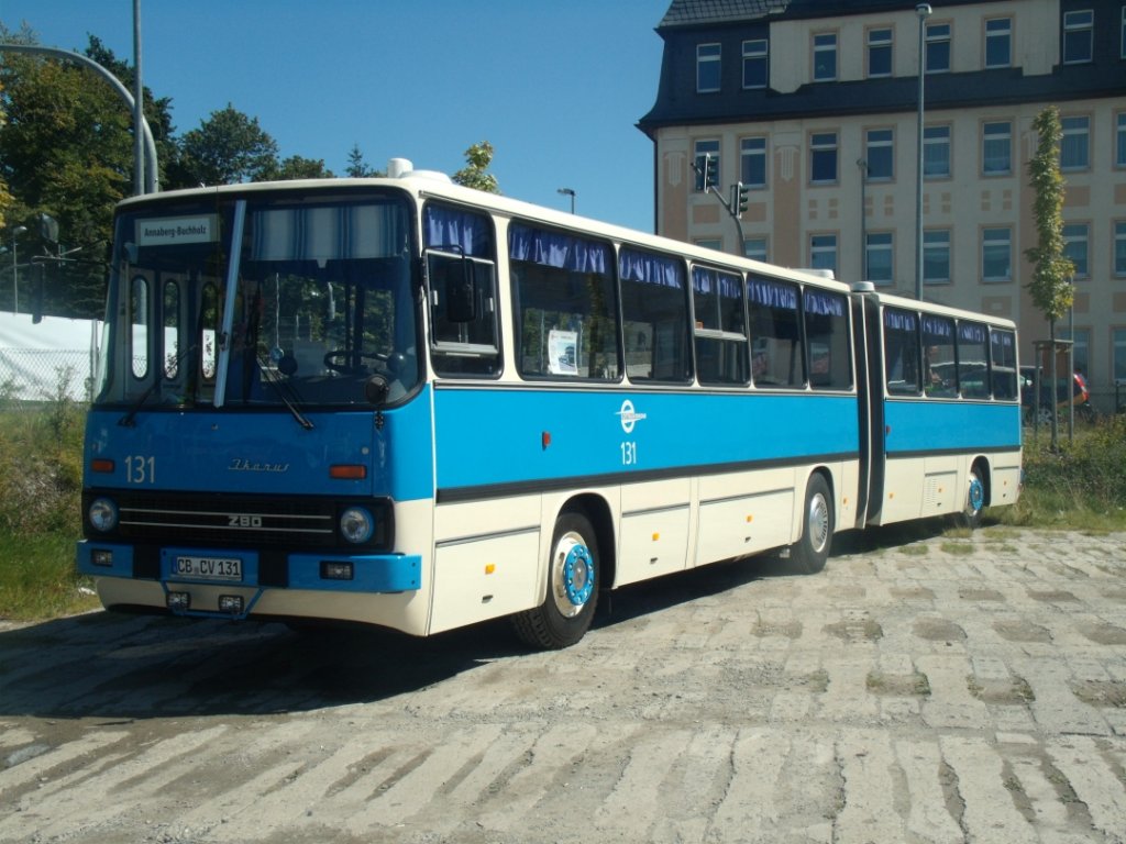 Cottbusverkehr - Ikarus 280.03 - CB CV 131 - in Annaberg-Buchholz, Ausbildungsgelnde Herrl (in aktueller Lackierung)