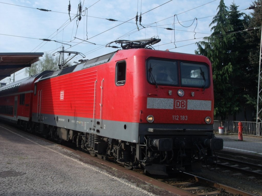 DB - 112 183 - als RegionalExpress - RE 5 - in Falkenberg(Elster)