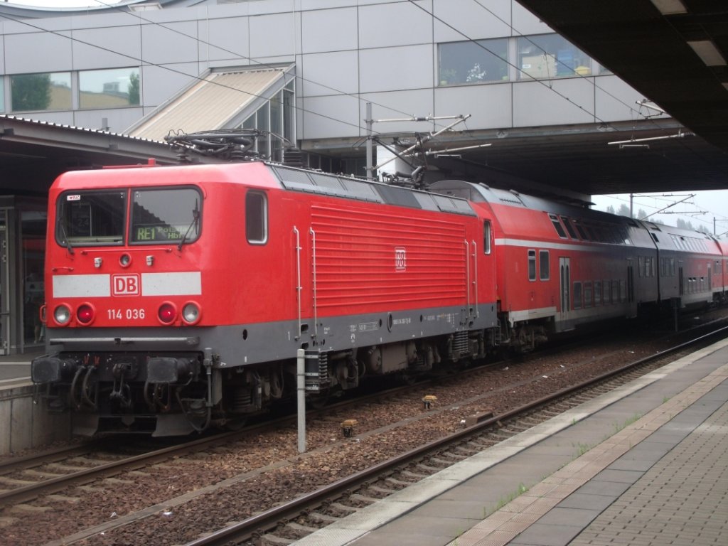 DB - 114 036 - als RegionalExpress - RE 1 - in Potsdam Hauptbahnhof