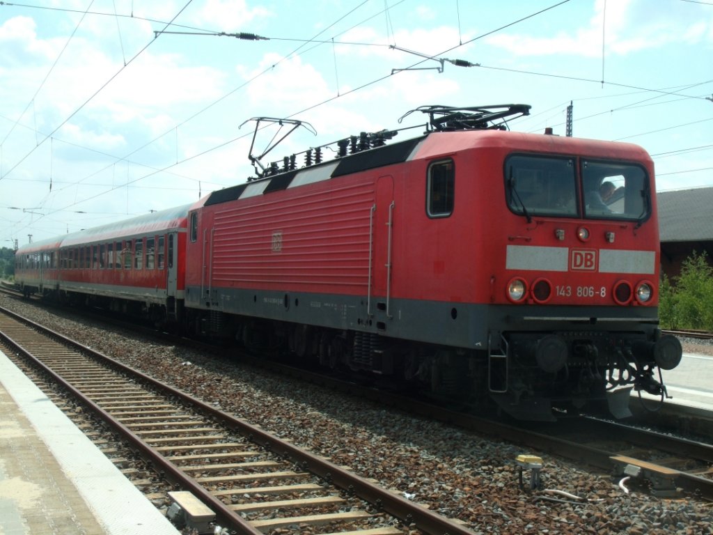 DB - 143 806 - als RegionalExpress - in Mittweida (Zug wurde von der DB-Tochter Erzgebirgsbahn gefahren.)
