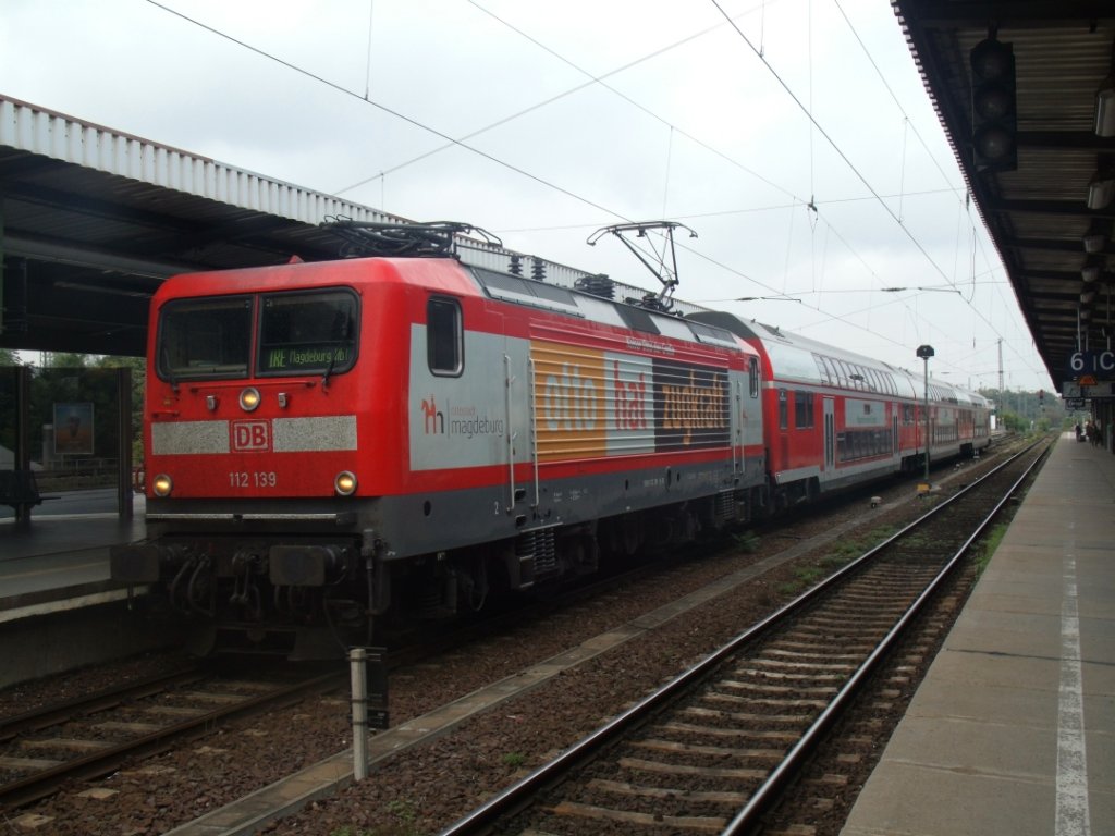DB AG - 112 139 (otto hat zugkraft) - als Magdeburg-Berlin-Express - IRE 25 - in Magdeburg Hbf
