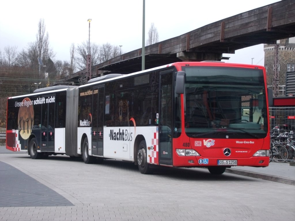 MB O-530 II G - Citaro - OS S 1258 - der Firma Weser-Ems-Bus - am 29.November 2012 - in Osnabrück, am Hauptbahnhof, Abstellplatz
