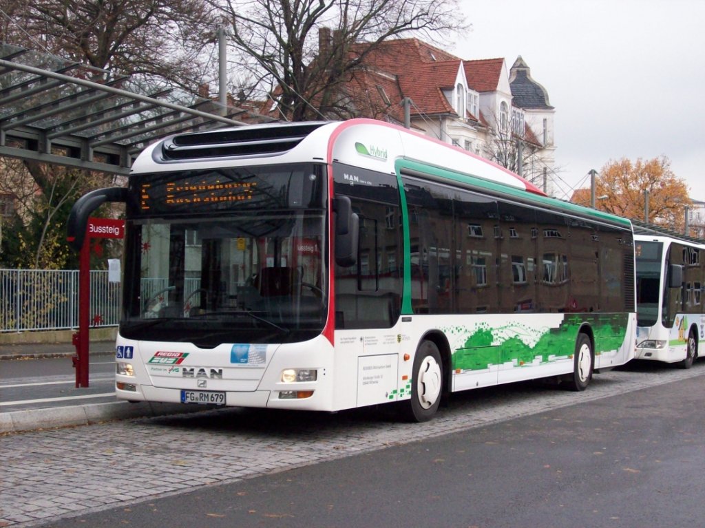 RBM - MAN Loin´s City - Hybrid - FG RM 679 - in Freiberg, Busbahnhof