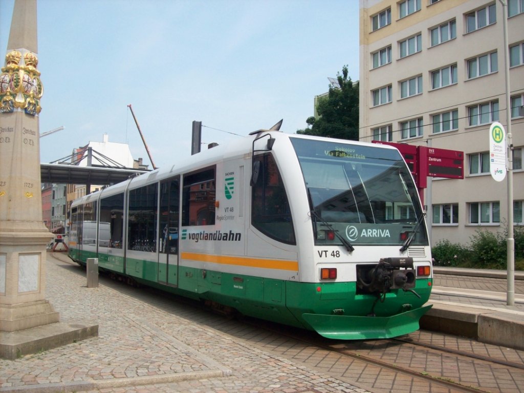 RegioSprinter I - VT 654 048 - als VBG-Linie 2 - in Zwickau Zentrum