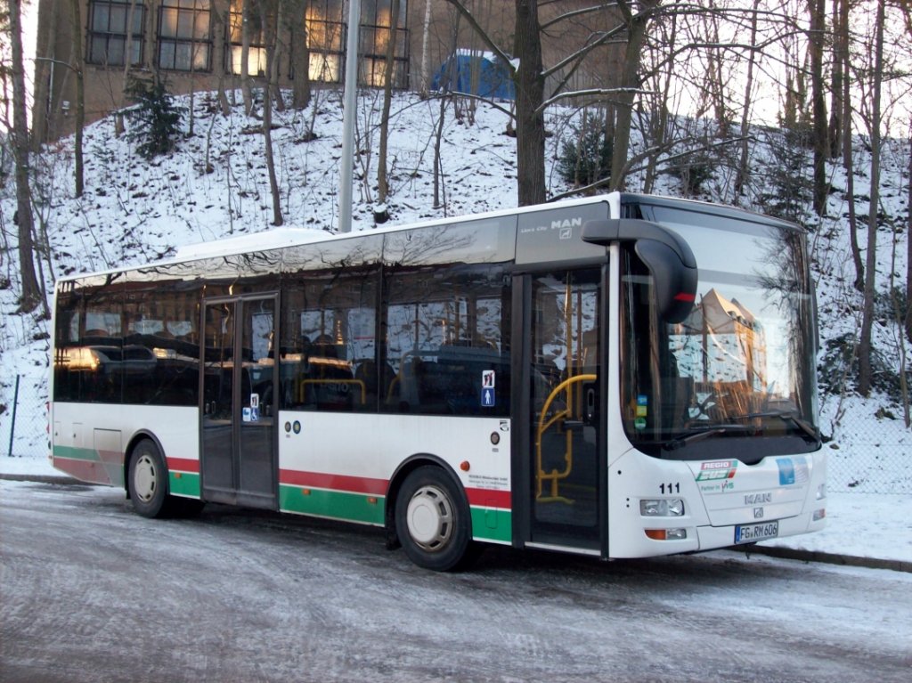 Wagen 2111 | FG RM 606 | MAN Loin´s City M | abgestellt - in Freiberg, Busbahnhof - am 15.Januar 2013