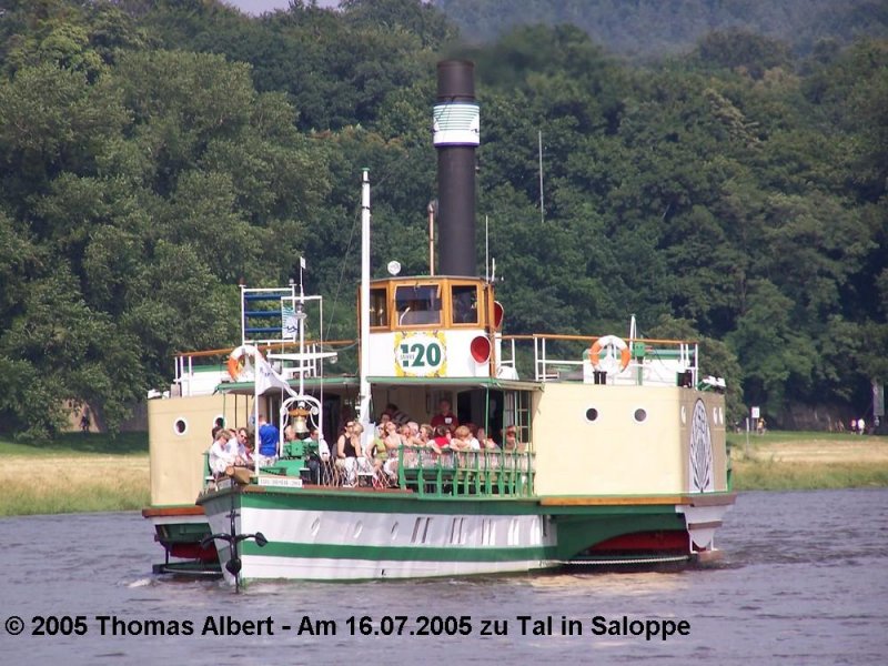 Name:  DIESBAR  , ex  PILLNITZ  (II) -1927 / Baujahr: 1884 / Bauwerft: Schiffswerft Blasewitz in Dresden-Blasewitz (Deutschland) / Flagge: Deutschland / L�nge: 52,72 m / Breite: 5,07 m - 10,28 m �ber Radk�sten / Tiefgang: 0,79 m (leer) / 170 Passagiere ab 1993 (425 ab 1966, 585 laut DSU-Register von 1951, 504 ab 1884) / Antrieb: Dampfmaschine von 1857 (oszillierende 2-Zyl.-Zwillingsmaschine mit 110 PS bei 38 UpM) / Eigner~Betreiber: S�chsische Dampfschiffahrts GmbH & Co. Conti Elbschiffahrts KG in Dresden / Heimathafen: Dresden / Fahrtgebiet: Elbe / Schiffs- oder Registriernummer: ex P-202 , ex DSU 426 , ex DSU-Pa�-Nr. 3-168 / Bemerkung: 1946 bis 1949 und 1978 bis 1985 stillgelegt. Von 1985 bis 1993 schrittweiser Wiederaufbau und Rekonstruktion. Seit 1993 wieder in Fahrt. Der  DIESBAR  ist der einzige Dampfer der S�chsischen Dampfschiffahrt welcher noch mit Kohle befeuert wird.