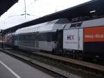 Der Hamburg-Kln-Express - HKX 1803 - der am 29.November 2012 - nur mit einen Doppelstockwagen gefahren - in Osnabrck Hbf